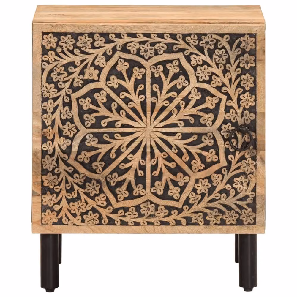 Berkfield Home Mango Wood Bedside Cabinet in Brown, W/D/H: 40 x 33 x 46 cm – 4