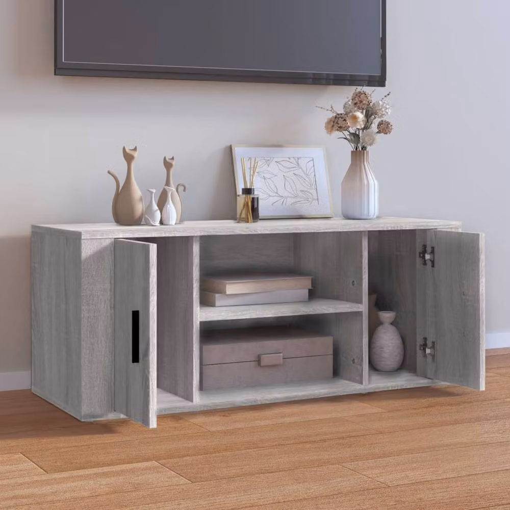 Berkfield Home Grey Sonoma TV Cabinet in Engineered Wood W/D/H: 100 x 35 x 40 cm – 2