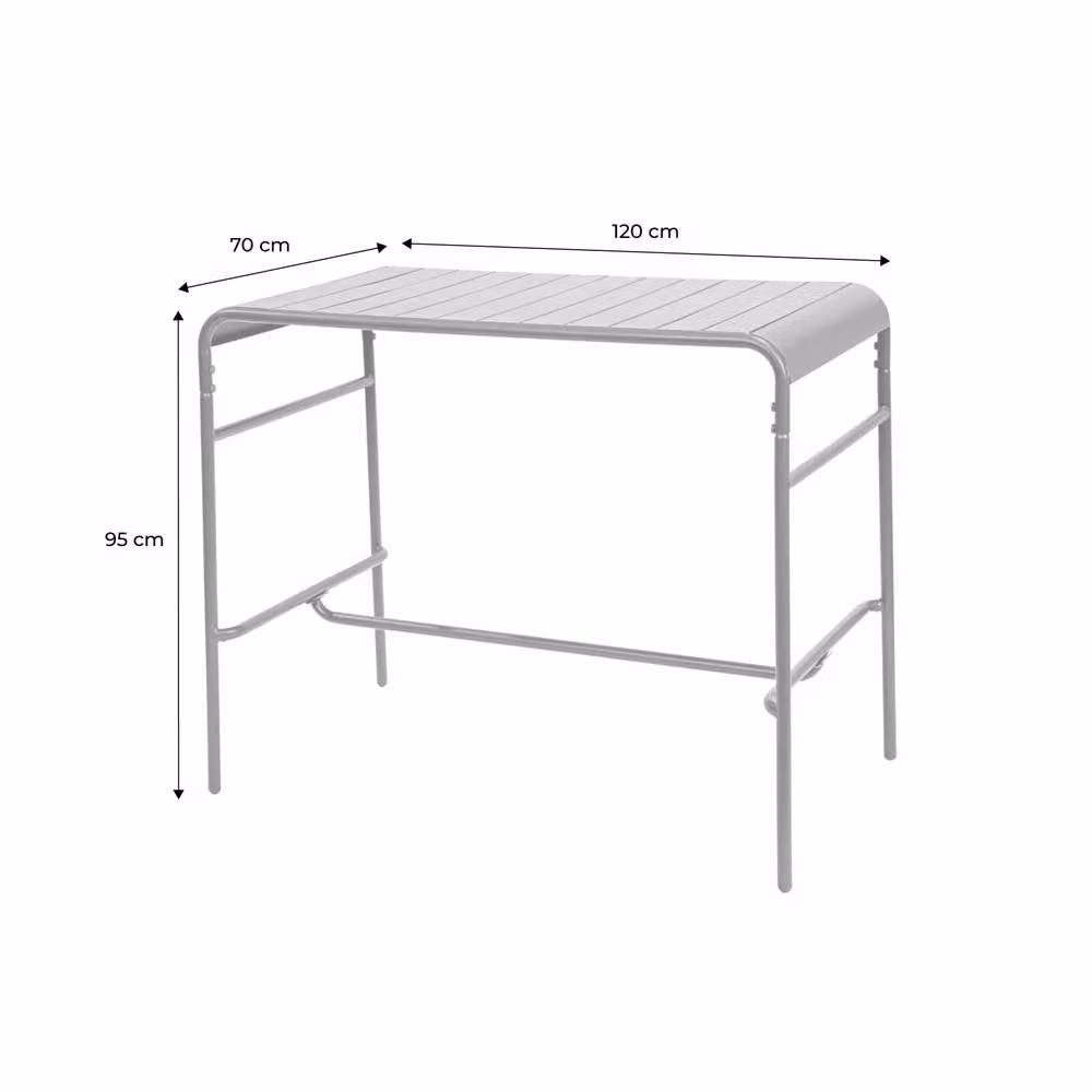 sweeek 4-seater Metal Garden Bar Table in Matt Dark Grey, W/D/H: 105 x 70 x 95 cm – 3