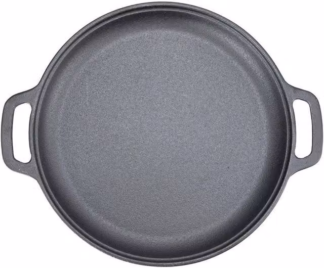 FLAVORA Black Uncoated Cast Iron Frying Pan, 33 cm