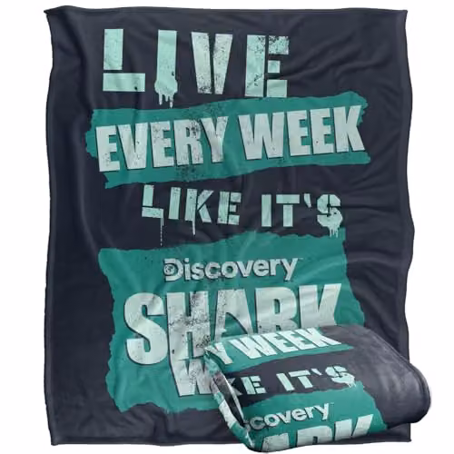 LOGOVISION Shark Week Television Series Multicolour Fleece Throw Blanket W/D/H: 152 x 127 cm