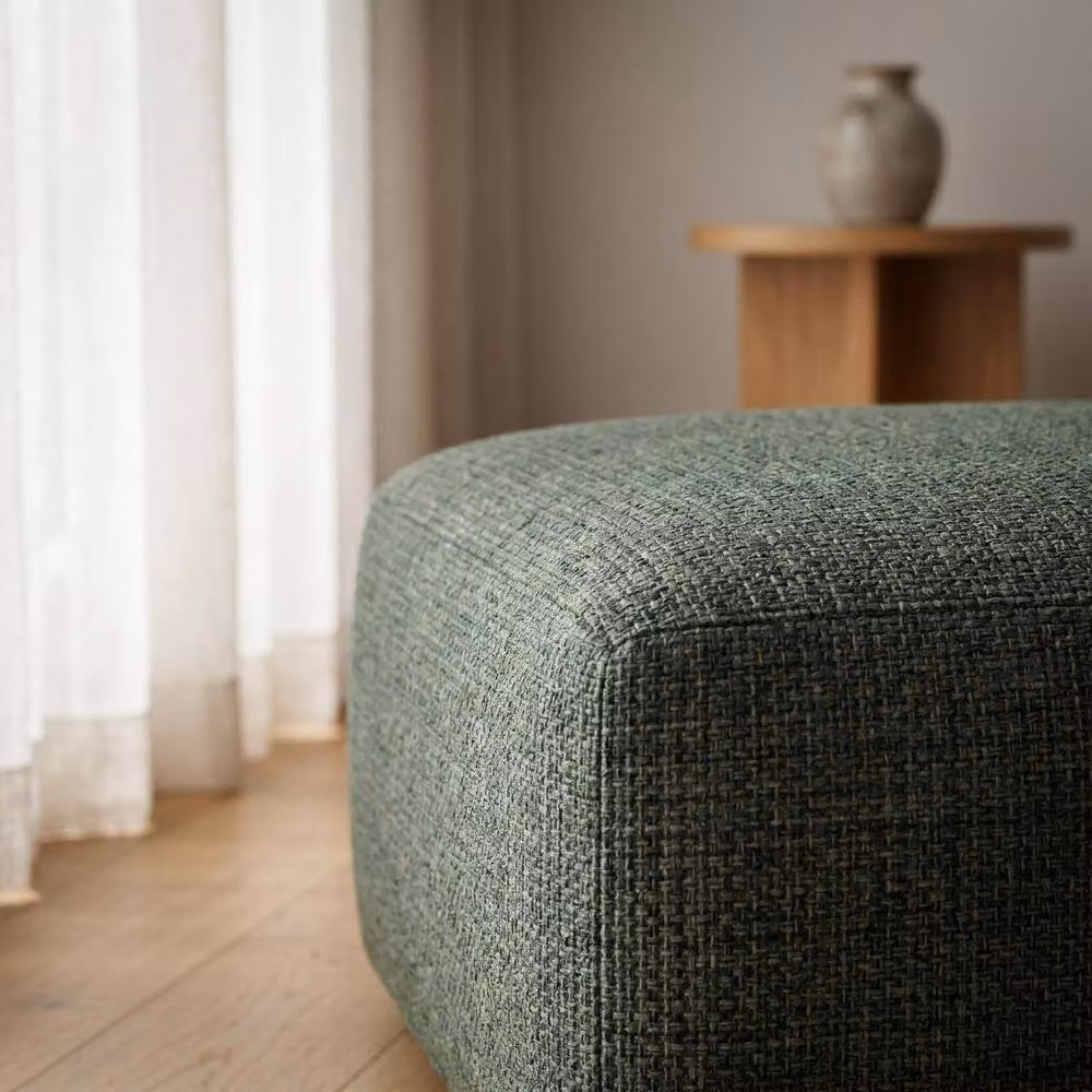 Abakus Direct Tokyo Footstool in Green and Grey Brushed Tweed Fabric – 3