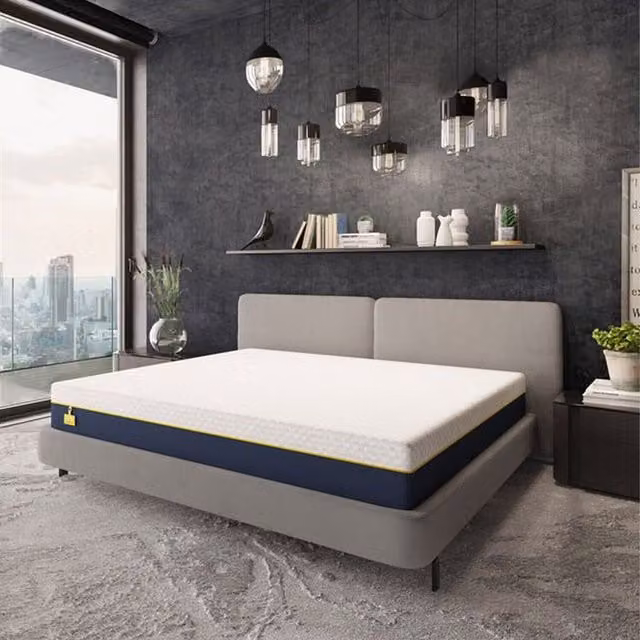 Luna Memory 2500 Pocket Hybrid Mattress in White, Yellow and Blue, W/D/H: 90 x 190 cm