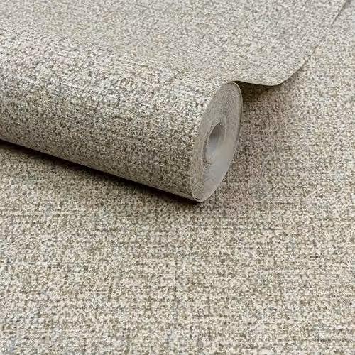 Grandeco Boutique Mysore Fabric Effect Twill Luxury Embossed Wallpaper in Beige and Blue