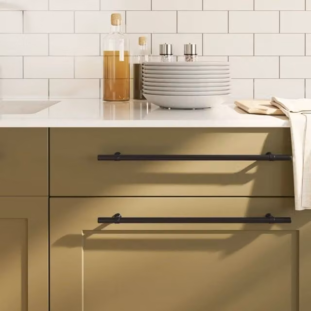 Berkfield Home Matt Black Stainless Steel Bar Cabinet Handles, 10 Pack, Length: 32 cm – 1