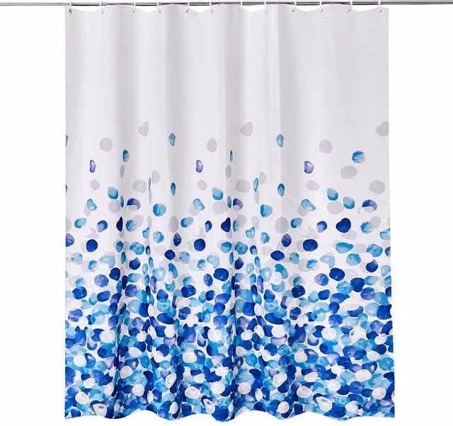 Neel Blue Blue Petals Polyester Water-Resistant Floral Shower Curtain, W: 180 cm, H: 180 cm – 1
