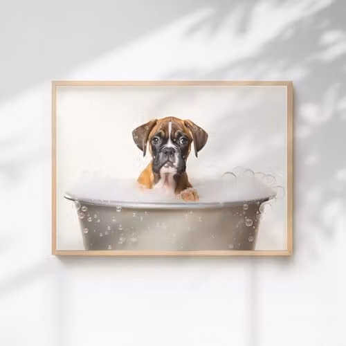 60 Second Makeover Boxer In The Bath Quirky Animal Print Paper Poster, A3