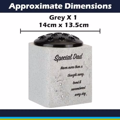VFM e-Store Memorial Flower Pot Ornament, Grey, W/D/H: 14 x 13.5 x 13.5 cm – 2