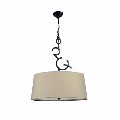 Netlighting Mantra Argi Round Ceiling Pendant with 3 Taupe Fabric Shades in Brown Oxide