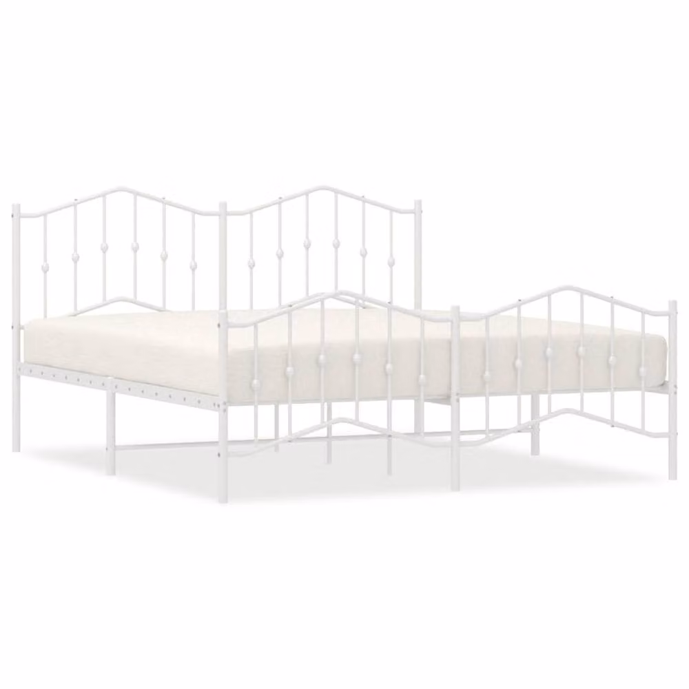 Berkfield Home Metal Bed Frame with Headboard and Footboard in White – 2