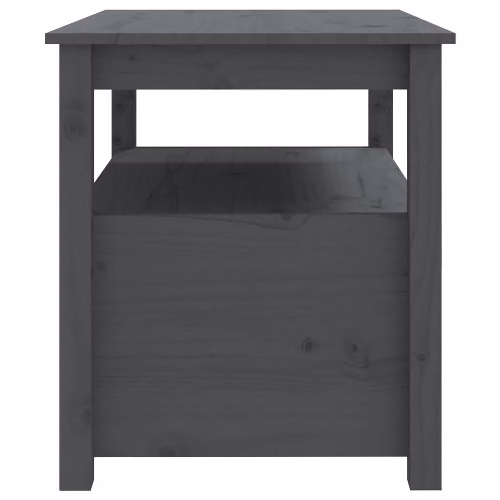 Berkfield Home Beautiful Grey Solid Wood Pine Coffee Table W: 71 cm, D: 49 cm, H: 55 cm – 4