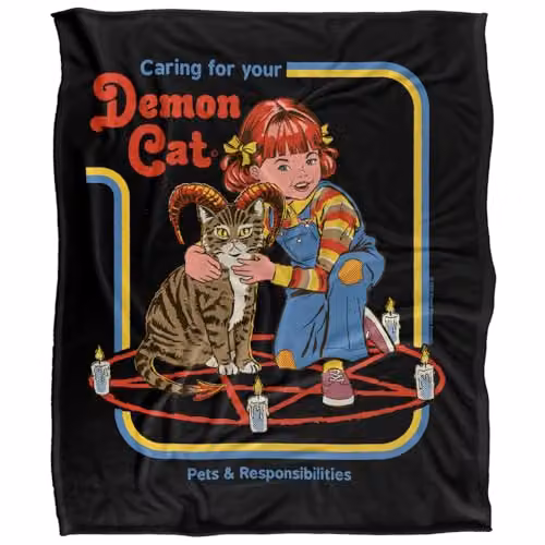 Steven Rhodes Caring For Your Demon Cat Multicolour Super Soft Fleece Throw Blanket W/D/H: 152 x 127 cm – 5