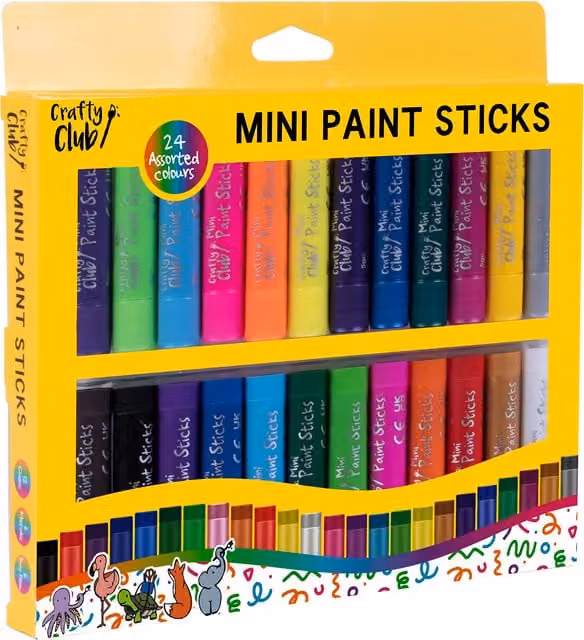 Crafty Club Pack of 24 Multicolour Mini Oil Pastel Paint Sticks for Children