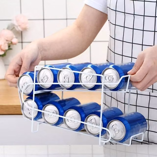 SPETLEK Freestanding Metal Food Tin Can Storage Holder in White
