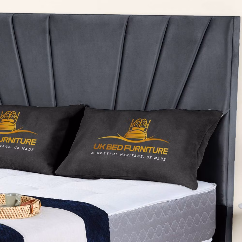 UK Bed Furniture Sunrise Single Upholstered Velvet Gas Lift Storage Bed in Anthracite Grey, W/D/H: 90 x 200 cm – 2