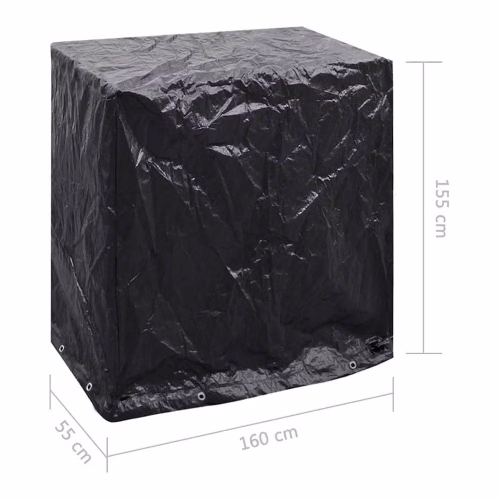 Berkfield Home 2-Piece Black Table Tennis Table Covers, W/D/H: 160 x 55 x 182 cm – 6