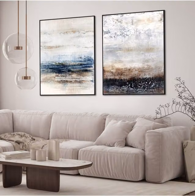 Gallery Direct Set of 2 Fearless Multicolour Abstract Rectangular Framed Wall Art in Brown