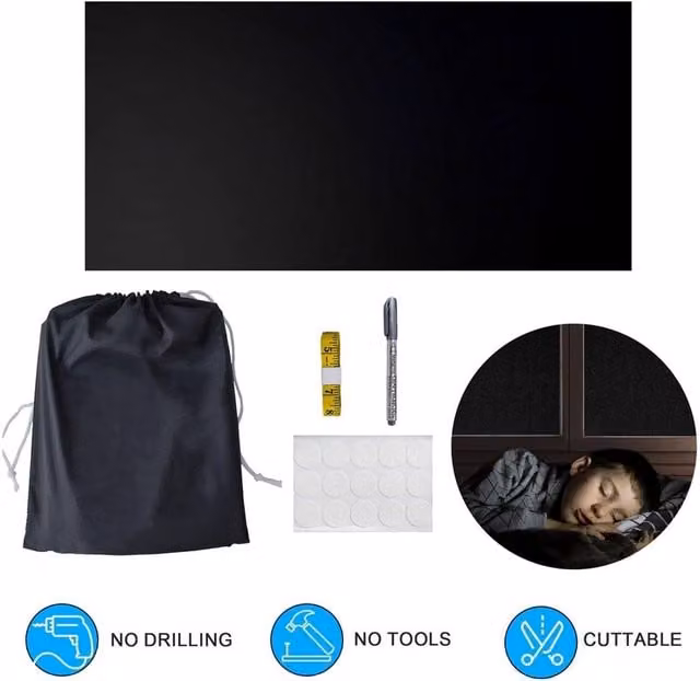 SPETLEK Stick On Temporary Blackout Blinds, Black, Width: 100 cm – 1