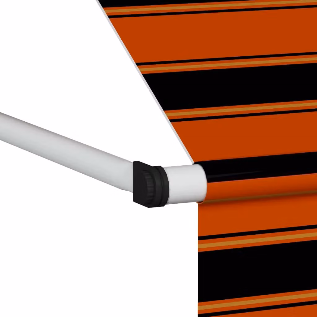 Berkfield Home Manual Retractable Folding Arm Awning in Orange and Brown Striped Polyester and Steel, Width: 200 cm – 3