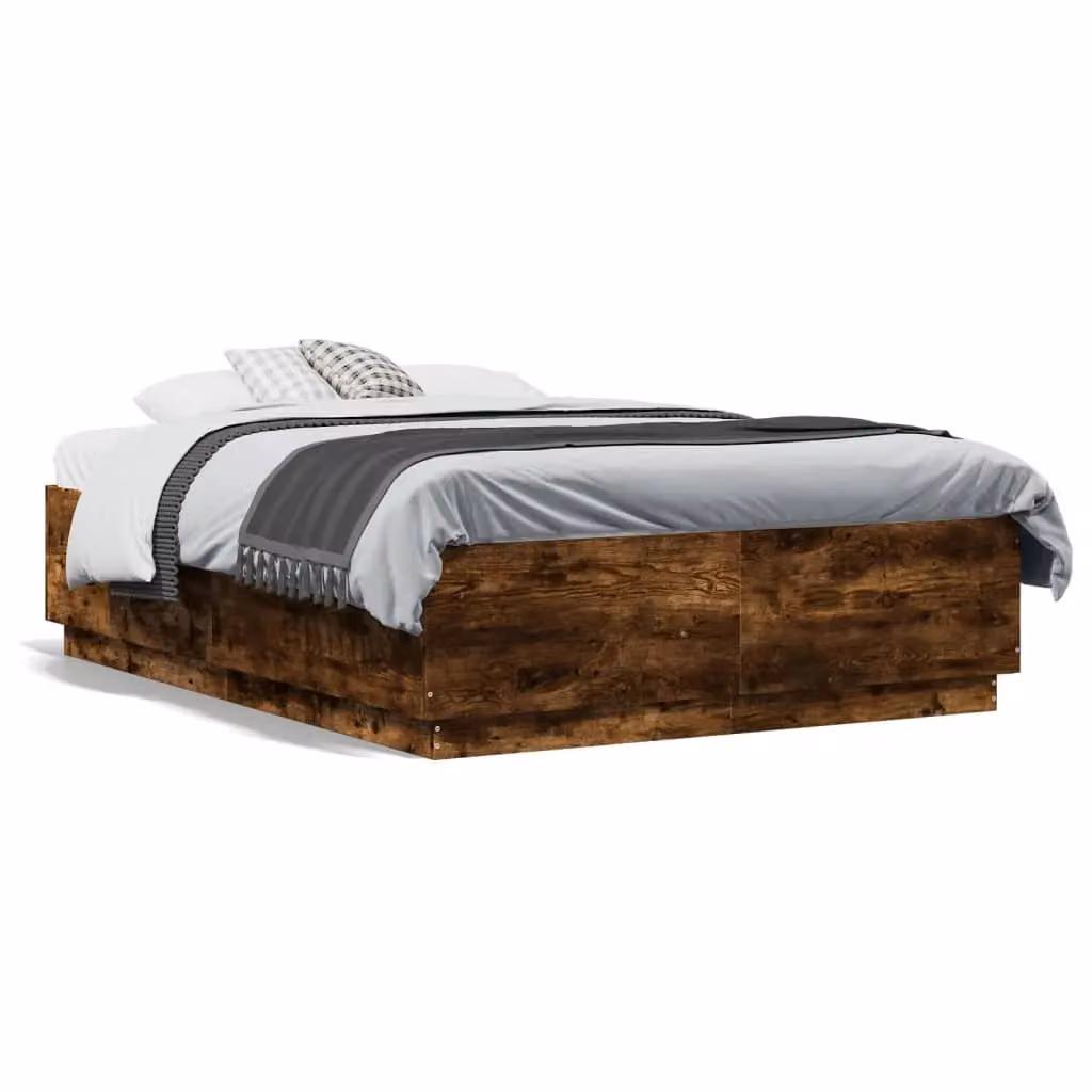 Berkfield Home Small Double Bed Frame in Smoked Oak Brown, W/D/H: 120 x 190 cm – 2