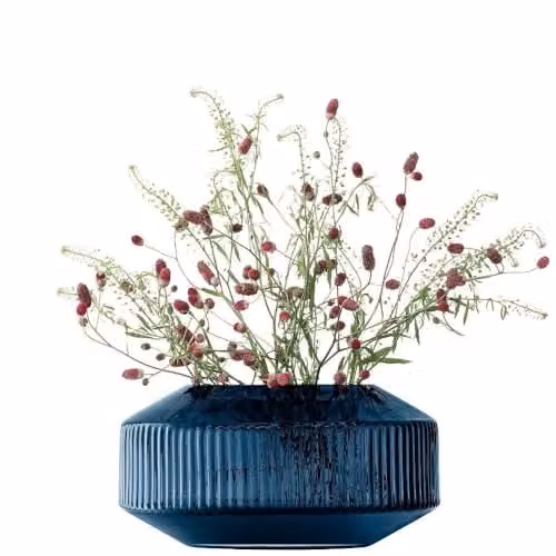 LSA International Rotunda Wide Vase, Blue, Height: 14 cm – 1