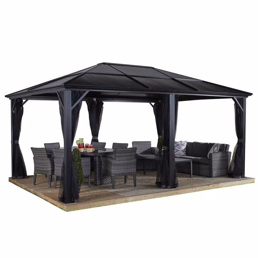 Sojag Meridien Hip Roof Gazebo in Grey, W: 365 cm, D: 485 cm, H: 270 cm – 2