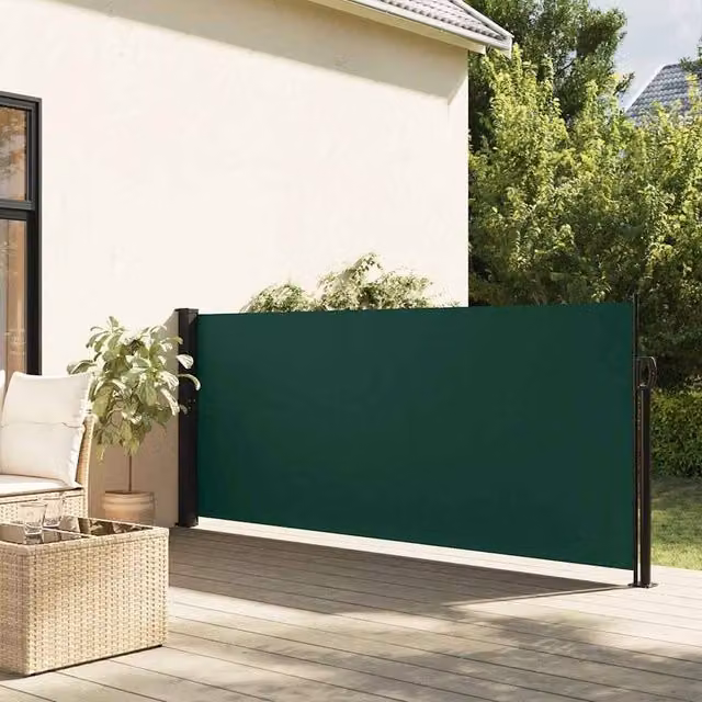 Berkfield Home Retractable Side Awning in Dark Green, W/H: 140 x 600 cm