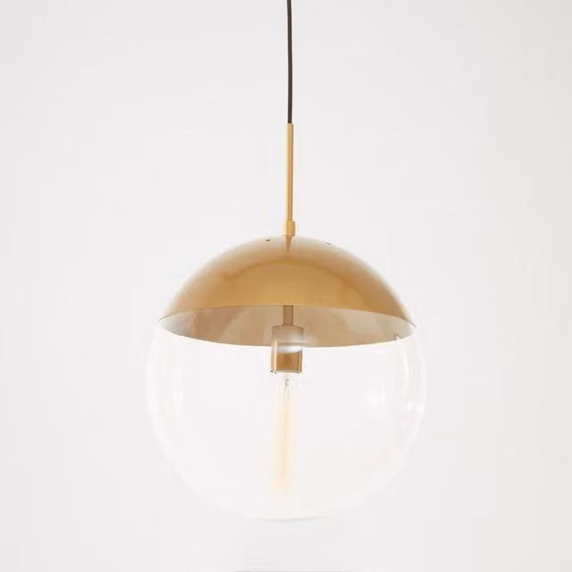 Interiors by Premier Revive Gold Finish Adjustable Pendant Light with Transparent Glass Shade