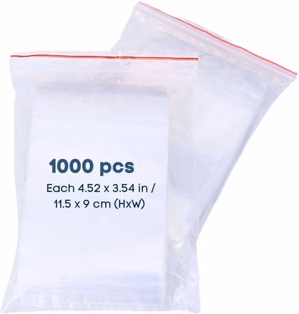 NOVECRAFTO Resealable Plastic Zip Lock Bags, 1000 Pieces, Airtight and Leakproof, White and Transparent
