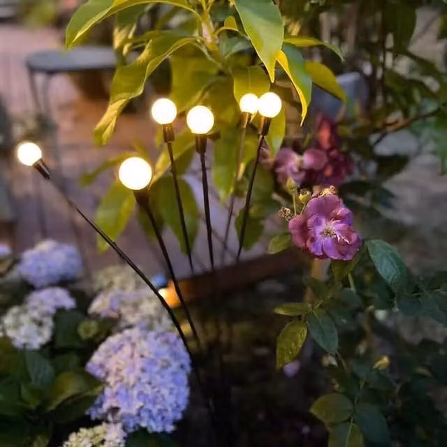 Lumineo Warm White Berry Solar LED Decorative Garden Path Stake Light, Black, Height: 66 cm