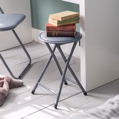Harbour Housewares Grey Padded Folding Stools, Pack of 2 – 2