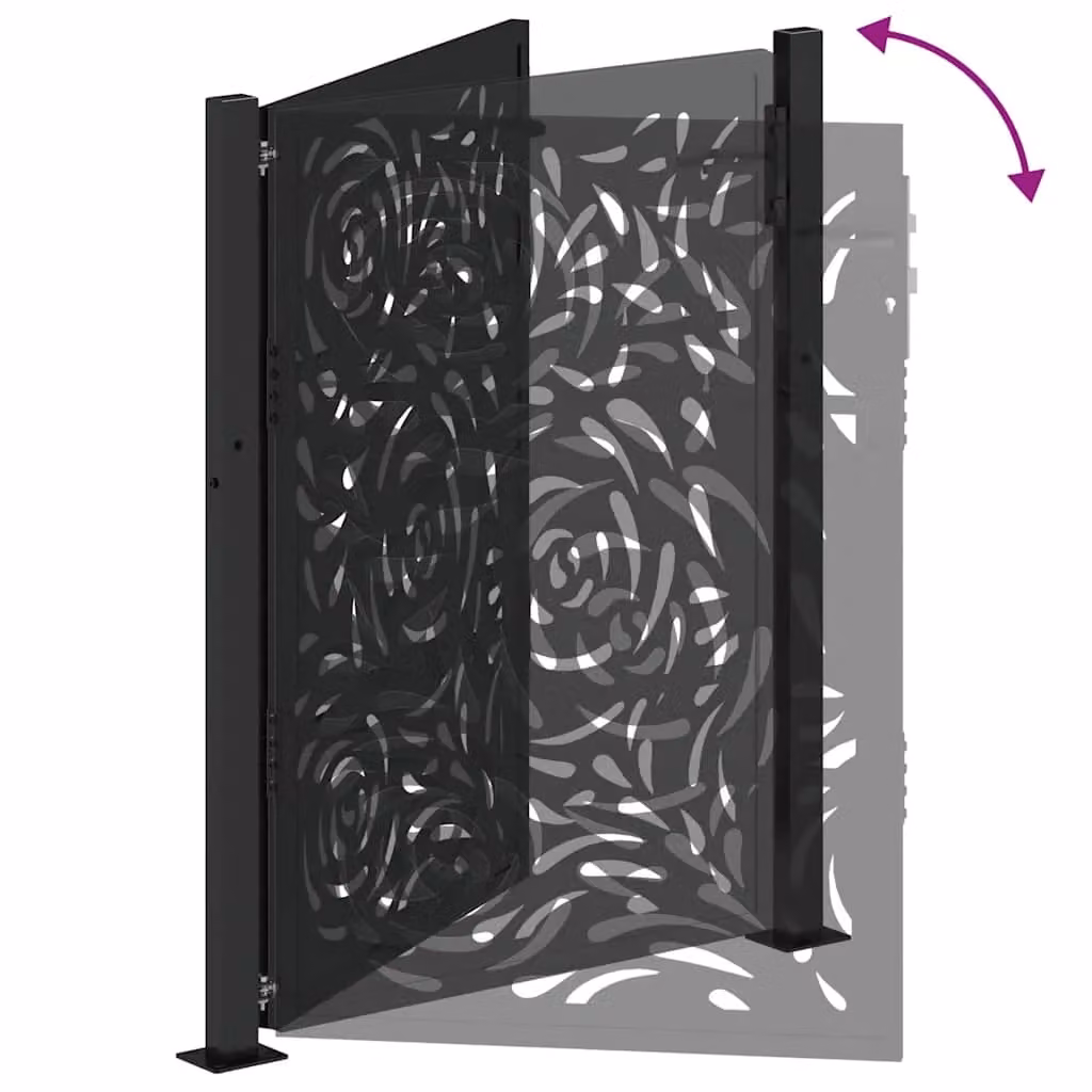 Berkfield Home Single Garden Gate in Black Steel with Flame Design, W: 105 cm, H: 130 cm – 5
