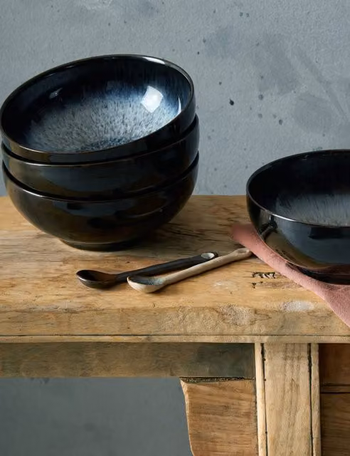 Denby Halo Set of 4 Cereal Bowls in Dark Blue Stoneware