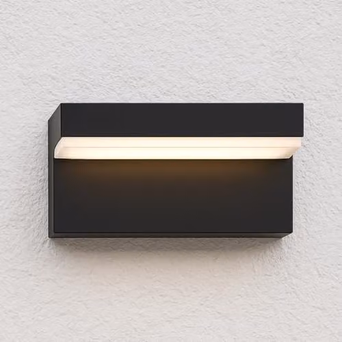 CGC Lighting Dallas Black Rectangular LED Outdoor Wall Light with Warm White Opal Diffuser IP65 Waterproof – 3