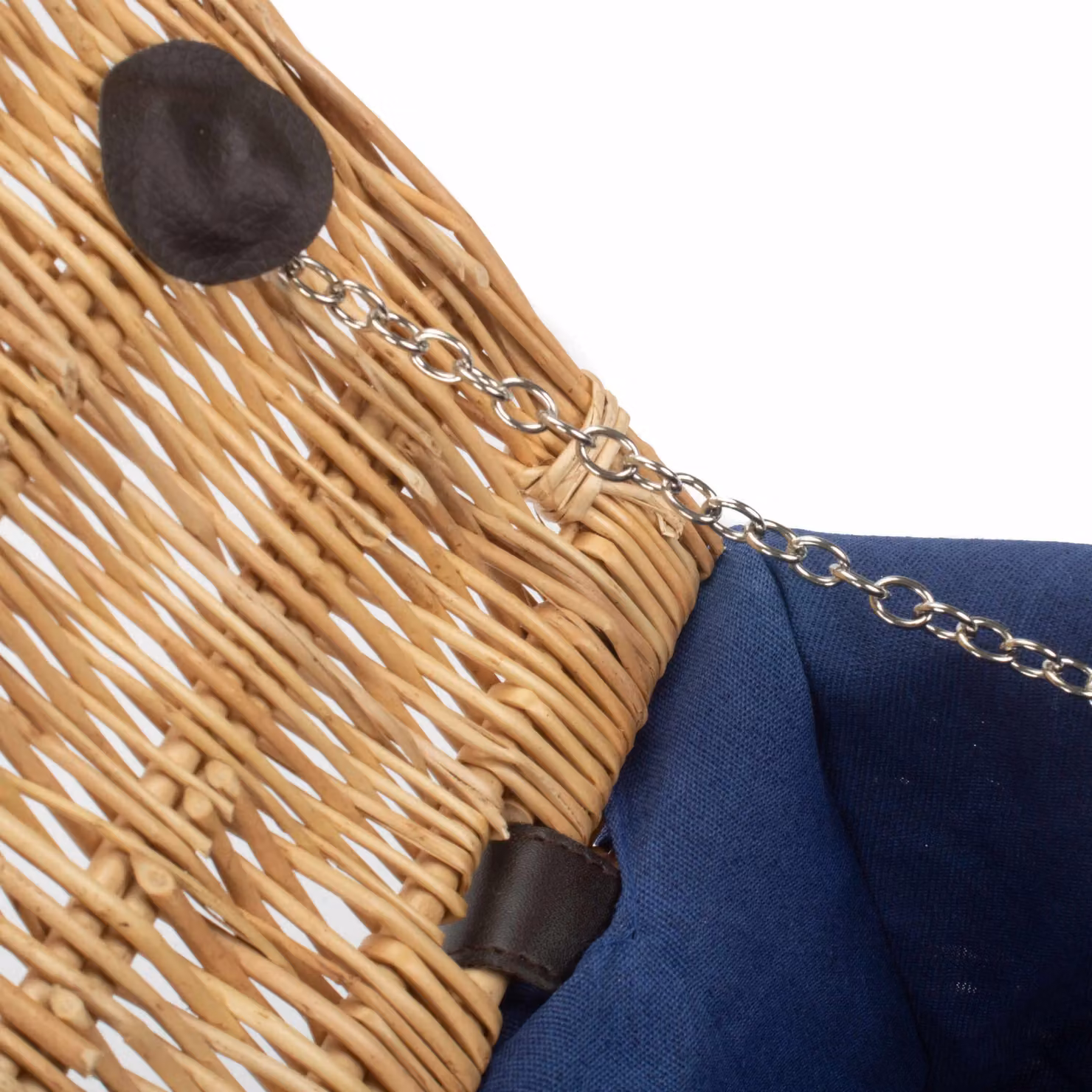 Red Hamper Wicker Picnic Basket with Blue Cotton Lining, Diameter: 36 cm – 4