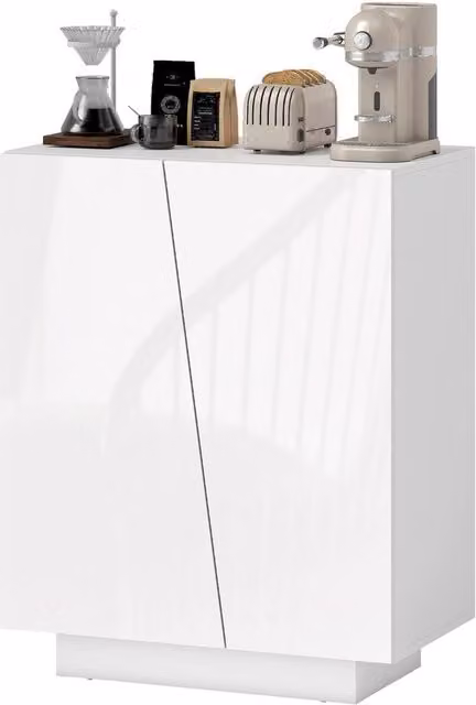 KORVIXA White High Gloss Modern Storage Cabinet and Sideboard – 1