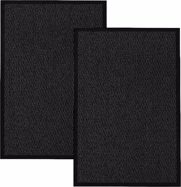 KAV Non-Slip Washable Dirt Trapper Door Mat, Black, Pack of 2, W: 40 cm, D: 60 cm – 10