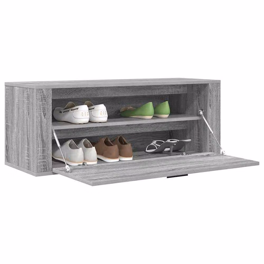 Berkfield Home Wall Mounted Shoe Cabinet in Grey, W: 100 cm, D: 35 cm, H: 38 cm – 3