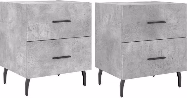 Berkfield Home Set of 2 Modern Bedside Cabinets in Concrete Grey, W/D/H: 40 x 35 x 47.5 cm – 1