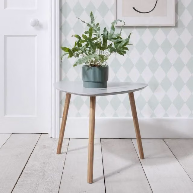 Nöa and Nani Malme Large Round Occasional Side Table in Chalk Grey and Natural Pine
