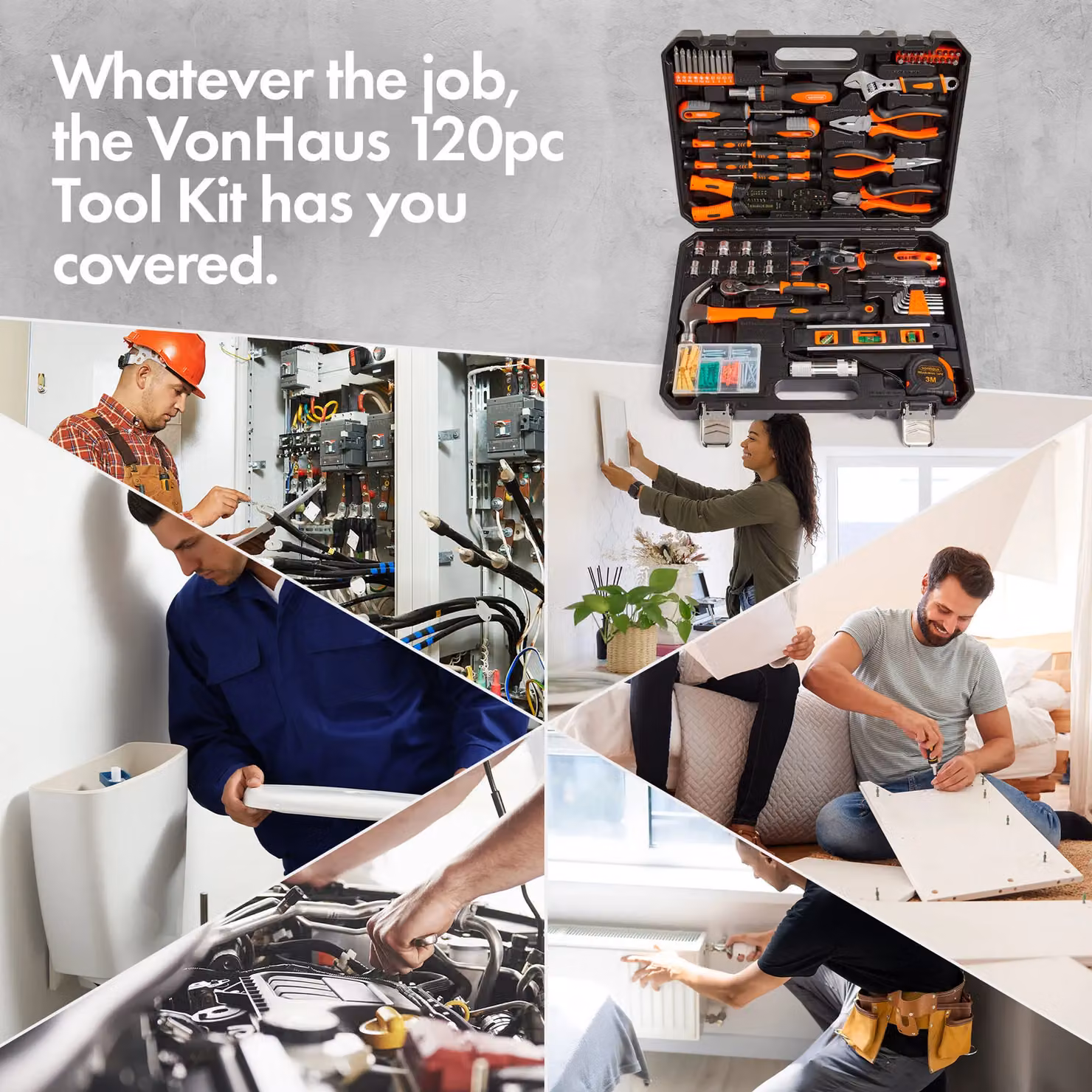 VonHaus 120 Piece Home Tool Kit in Black – 3