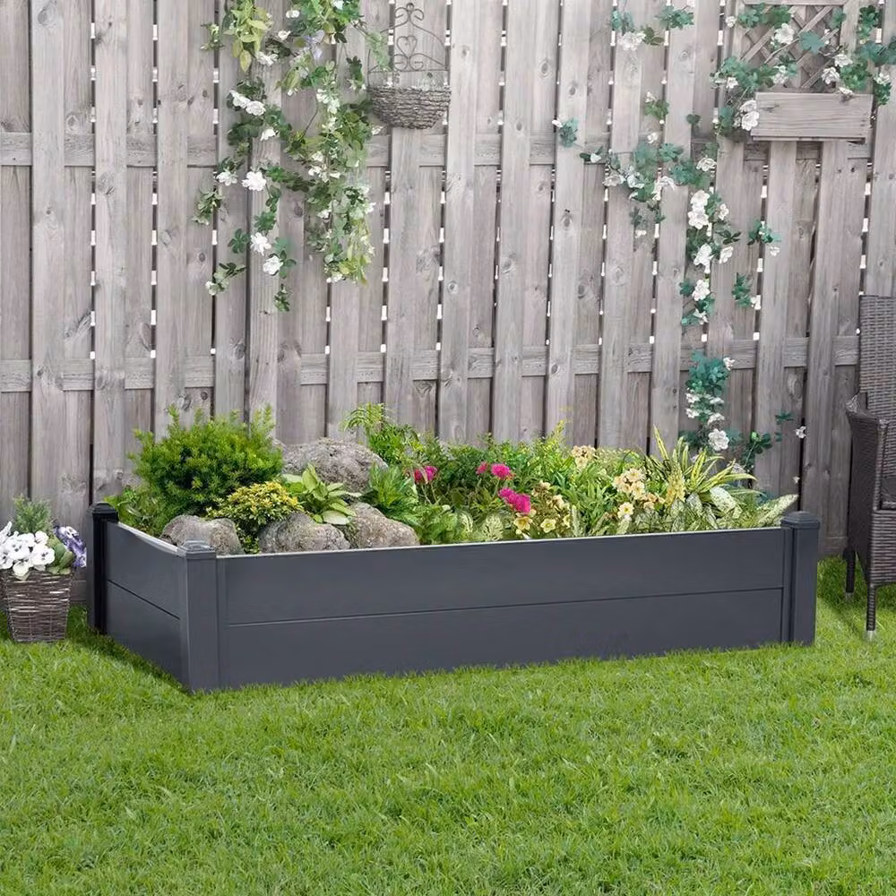 Kelvenix Anthracite Grey Galvanised Steel Raised Bed Garden Planter W: 122 cm, D: 61 cm, H: 25 cm – 5