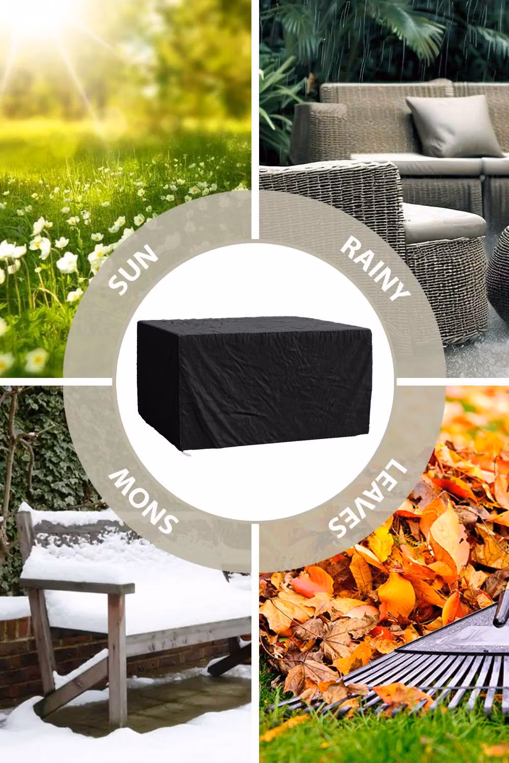 Home Discount Vida Outdoor Furniture Cover in Black, W/D/H: 200 x 126 x 76 cm – 5
