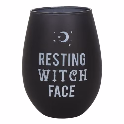 KDMD Resting Witch Face Stemless Wine Glass in Black and Transparent – 1