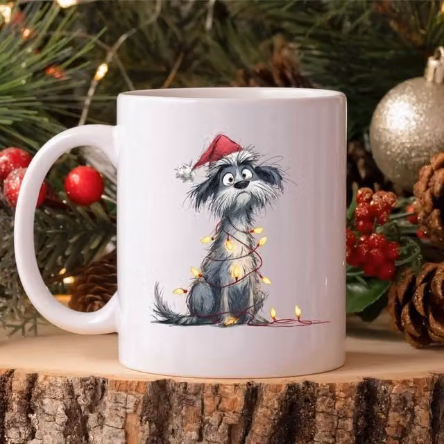 60 Second Makeover Maltese Christmas Lights Ceramic Mug in White – 1