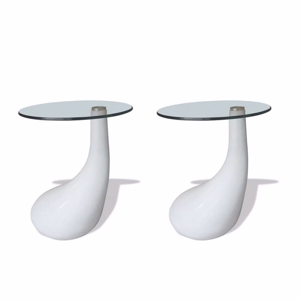 Berkfield Home 2 Piece Modern Nested Coffee Table Set with Round Glossy White Glass Tops – 2