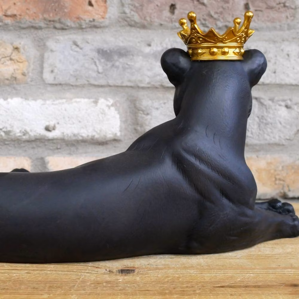 Gifts Direct 2 U Laying Black and Gold Lioness Queen Sculpture Ornament – 6