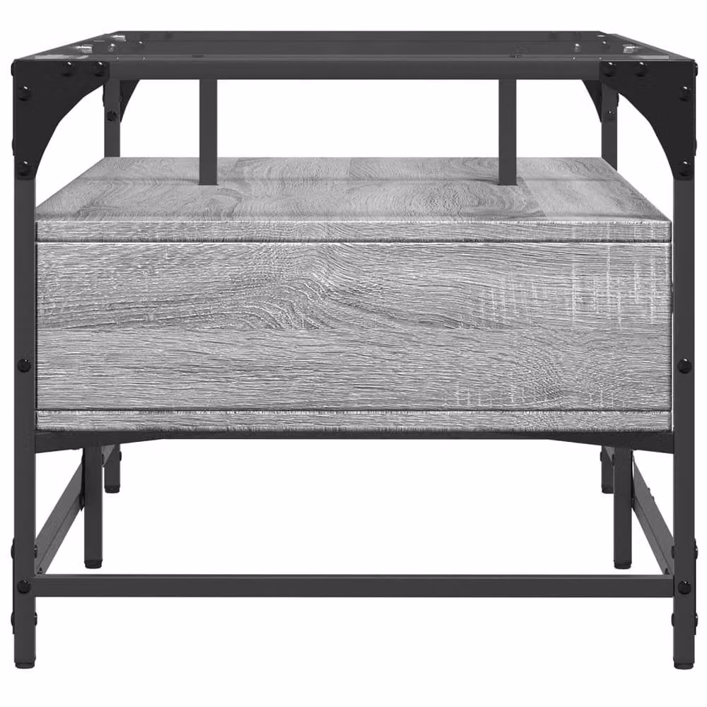 Berkfield Home Grey Sonoma Coffee Table with Glass Top and Steel Frame, W: 98.5 cm, D: 50 cm, H: 45 cm – 4