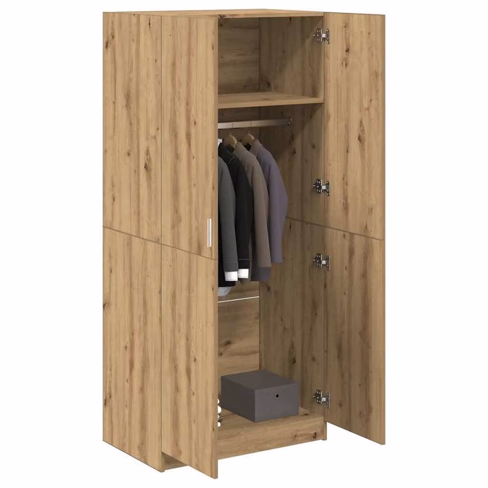 Berkfield Home Artisan Oak Wardrobe in Brown, W/D/H: 80 x 52 x 180 cm – 2