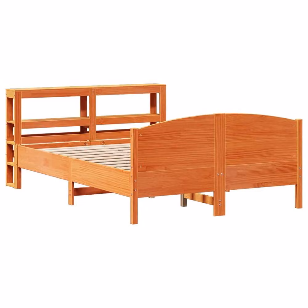 Berkfield Home Small Double Bed Frame in Wax Brown Solid Pine Wood W/D/H: 120 x 200 cm – 2